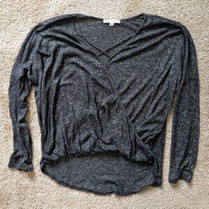Light-weight Green Enevelope faux wrap sweater